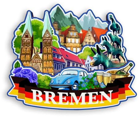 Quwsne Kühlschrankmagnet Bremen Deutschland Kühlschrankmagnet Stadt Reise Souvenirs Touristengeschenke 3D klassische Sehenswürdigkeiten handgefertigt Handwerk Heimdekoration -1183