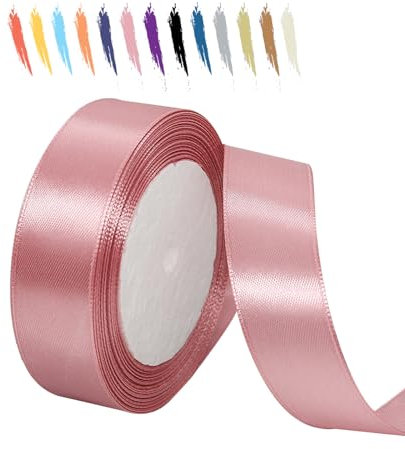 Altrosa 25mm Satinband 23 Meter, Polyesterband, verschönern Sie Ihre Bastelarbeiten und Feiern, ideal für Geschenkverpackungen, Dekorationen, Hochzeitsautoband, Bänder zum Basteln