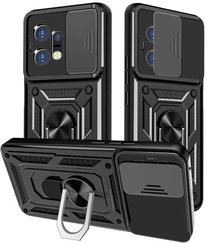 Yutwo Custodia protettiva per Motorola Edge 50 Pro, con supporto ad anello in metallo a 360, antiurto, colore nero