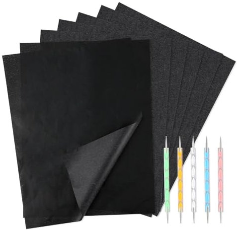 Suoumwa 100 Blatt Kohle-Transferpapier Transparentpapier, Graphit-Kopierpapier für Abpausen und Übertragen Von Zeichnungen auf, Papier
