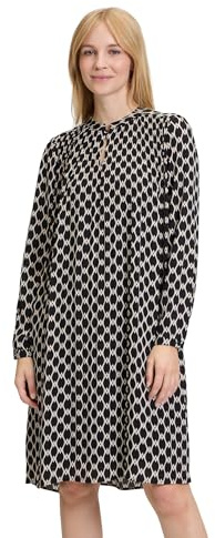 Betty Barclay Damen Plisseekleid mit 3/4 Arm Schwarz/Beige,48