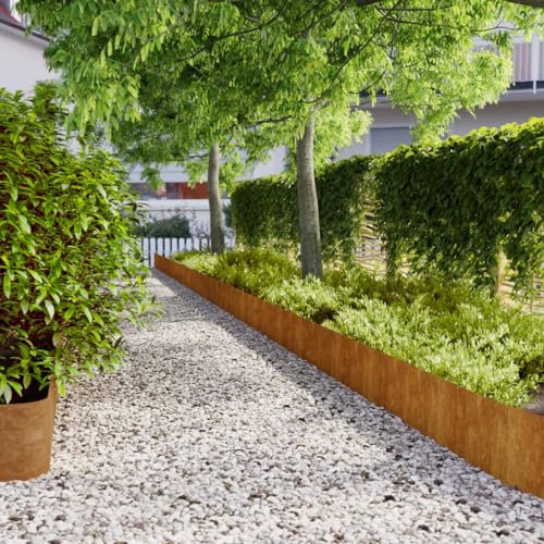 Juroupi Bordure per Prato 10 pz 25x103 cm Flessibili in Acciaio Corten,Bordature da Giardino,Bordure per Prato,Bordatura Aiuole Giardino-821896