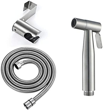 Bidet-Sprühset, Edelstahl-Sprühpistolen-Set, Badezimmer-WC-Spülhahn, Bidet-Begleitspritzpistole, E 2 m Telefonleitungsrohr mit Hakensockel (Eine einzelne Spritzpistole) (Typ B) (Typ B) (C-Stil-Sockel