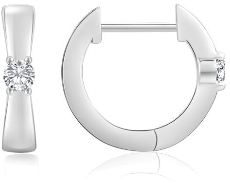 KRKC&CO Creolen Silber 925 Damen mit Stein, Creolen Ohrringe mit Zirkonia, Kreolen Huggies in Schleife Form, Hypoallergen Antiallergisch Ohrschmuck Geschenke für Frau Mädchen, Silber