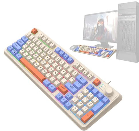 Vibhgtf Teclado para juegos iluminado - Teclado mecánico retroiluminado de 94 teclas - K82 Tricolor Teclado PC con cable iluminado Estudiante Computadora Trabajador para PC Teclado para juegos de PC