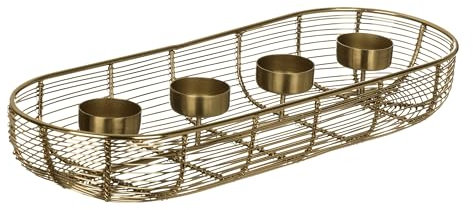EGLO LIVING Adventskranz Hagony, Kerzenhalter Gestell für 4 Kerzen, Advent Kerzenständer für Teelichte, Tischdeko Weihnachten aus Metall in Gold, 40,5 x 14 cm