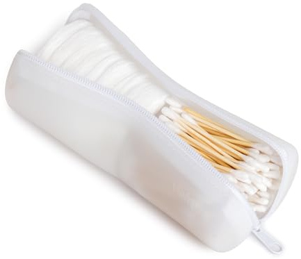 Visfresh Cotton Round Swab Travel Case, 2 in 1 Portable Hair Accessories Organizer, Hair Tie and Bobby Pin Holder, Travel Qtips Case, Purse Organization, Floss Holder
