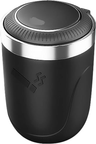 ZJIZOU Tragbare Auto Aschenbecher für Renault Clio (2001-2002),Mit Deckel Mit Licht geruchsdicht Kleiner Auto Abnehmbarer Zubehör.