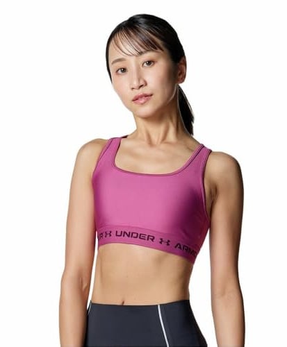 Under Armour Damen Crossback Mid Bra, Sport BH mit mittlerer Unterstützung und herausnehmbaren Körbchen, kühlender, schweißableitender BH,Fuchsia Dusk / / Dark Maroon,SM