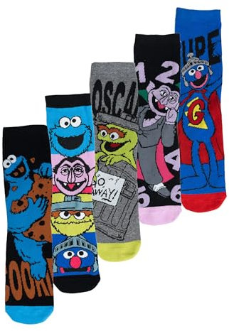 United Labels 5 Paar Sesamstraße Socken für Herren, bunt, 40-45, Herrensocken, Männer Strümpfe