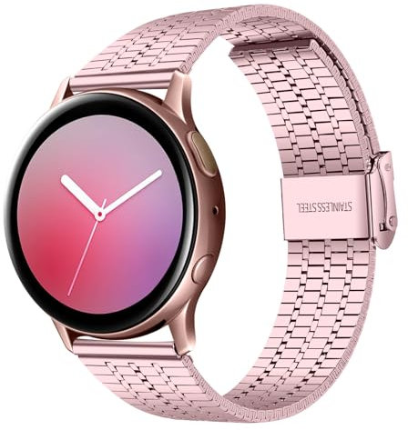 FiiMoo 22mm Ersatzarmband, Glattes Edelstahl Metall Ersatz Armbänder, Edelstahlschnalle, [Verstellbare], Bandbreite 22mm, Schnellverschluss Uhrenarmband für Herren & Damen-Roségold