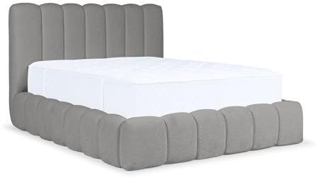 MEBLINI Carlos Polsterbett 200x200 mit Lattenrost und Matratze - Bubble Bett - Cloud - Marshmallow Bed - Kopfteil Bett mit Stauraum - Betten - 200x200 - Grau Boucle/H3