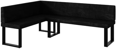 MEBLINI Eckbank für Esszimmer - Küchenbank - Essecke - Sitzecke Küche - Peter - U-Beine 142x196x87cm Links - Graphit Samt