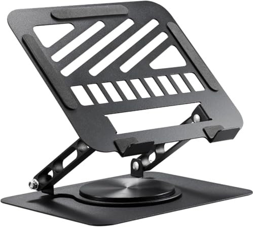 Laptop Stand for Desk Adjustable Computer Stand 360° Rotating Laptop Stand with Hollow Ventilation Board Large Weight Capacity Laptop Riser Adjustable Height Laptop Stand for All 10 - 17'' Laptops