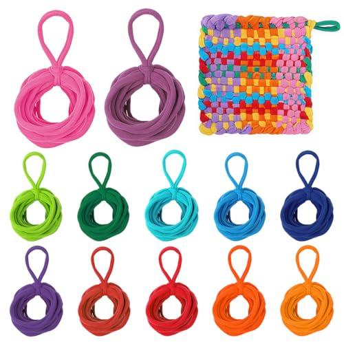 NUOBESTY 192 pcs Loom Bands Refill Pack Potholder Loom Kit Supplies for Kids Weaving Elastic Loops for DIY Arts and Crafts Potholder Projects Handcraft Making