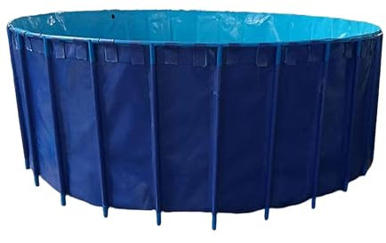 JQGADL Outdoor Oberirdische Leinwand Fischteich Pool,Schwimmbad Mit Metallrahmen, Mit Metallbügel, PVC-Leinwand,Für Koi Kultur, Landwirtschaftliche Bewässerung(Size:4X1.2 M/15000 L,Color:Blau)
