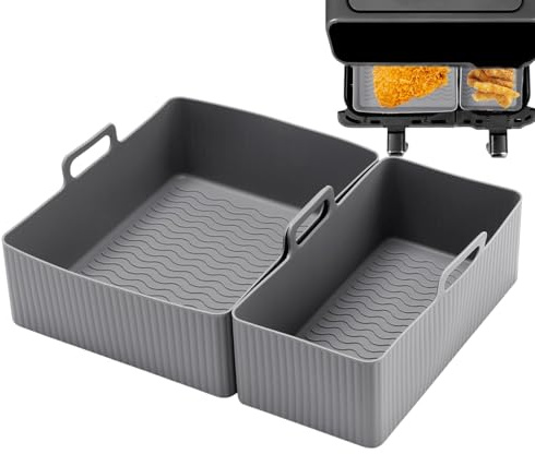 Air Fryer Liners, Silicone Air Fryer Basket Liner, Baking Tray for Air Fryer, Multifunctional Baking Tray, Silicone Pot for Air Fryer, Oven Accessories for Air Fryer, Rectangular Air Fryer Liner,