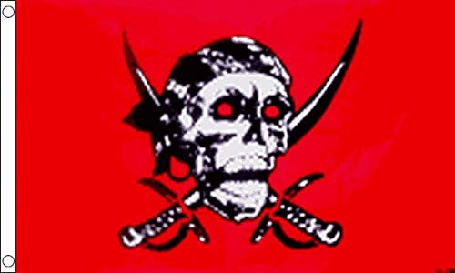 Bandera de calavera roja de 3 x 2 pies con huesos cruzados piratas FlagSuperstore
