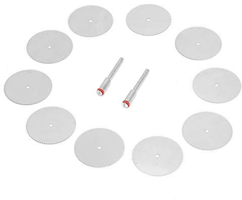 Mini Circular Saw, Metal Cutter Drill Saw Attachment for Cutting Circular Saw Vane/Wing 10Pcs Stainless Steel Saw Vane/Wing Coping Saw Drill Saw Blades Wood Cutting Tool (16MM10PC+2 pole)