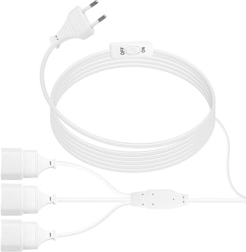 Verlängerungskabel Flachstecker, flachstecker verlängerung mit Schalter, 2M verlängerungskabel flach, 3 in 1 Eurostecker Verlängerung - 1.25mm²Max. 2,5A/250V für Computer, TV, Monitor, Lampen