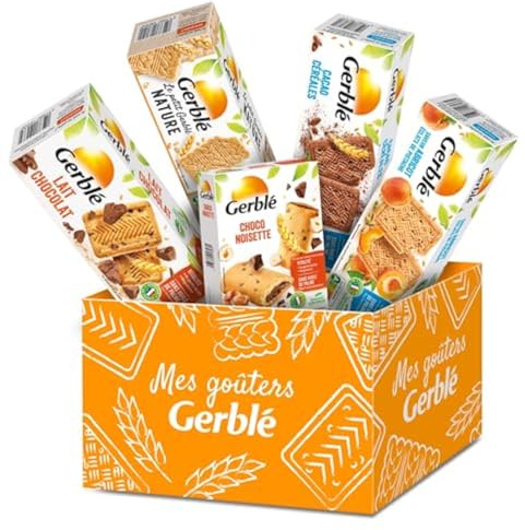 GERBLÉ – Boîte à Goûter Équilibrée – Assortiment Biscuits Sains & Gourmands pour 1 mois de Goûter - Réduit en Sucres – Cacao Durable – Sans Huile de Palme – 5 Variétés Différentes - 30 portions