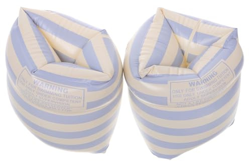 Toyvian Flotadores de Brazo Inflables de PVC para Adultos Mangas de Natación Ajustables y Duraderas Diseño Rayas Azul de Unidades para Piscina y Actividades Acuáticas