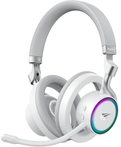 HAVIT Gamenote Fuxi-H8 RGB Gaming Headset - Over-Head Style, controlador de 32 mm, 6 modos de conexión, color blanco