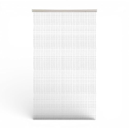 Rideau à fils avec perles transparentes pour porte et fenêtre - tige PVC et fils décoratifs en polyester - 140 x 240 cm