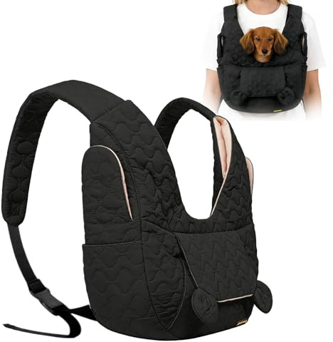 Hundetragetasche Bis 10 Kg, Hundetasche Für Kleine Hunde, Hunderucksack, Freihändige Hundetasche, Frontpaket Hundetragetuch Mit Verstellbarem Für Spaziergang Aktivitäten,Freien,Ausflüge,Schwarz