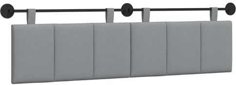 vidaXL Hängendes Kopfteil Hellgrau Stoff, Wanddeko fürs Schlafzimmer: modernes hängendes Kopfteil, gepolsterte platzsparende Platte, verstellbares minimalistisches Design