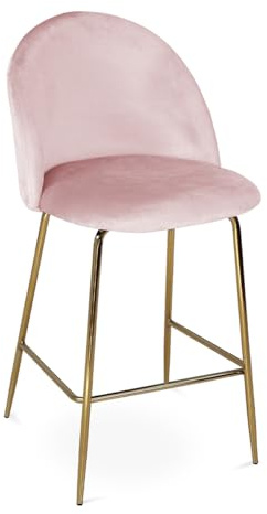 SAMIRA Sgabello cucina imbottito, sgabello alto mod. Nicole (1, Rosa - piede dorato)