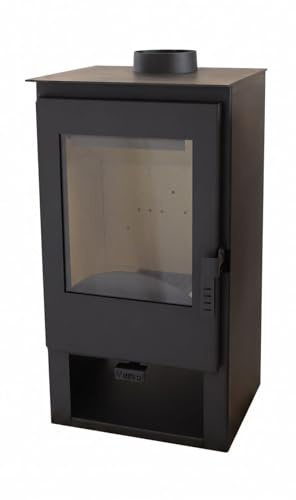 Verso Holzofen Sophia 7,5kW, 80,2% hoher Wirkungsgrad, dreifache Verbrennungssystem, Stahldeckplatte (kein Gusseisen), kompakter moderner Kaminofen bis 75 m², 150 mm Rauchabzug