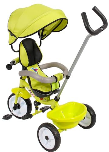 Colibrì Triciclo Bambini 1 anno Passeggino Fronte Mamma e Strada Leggero | Triciclo Regolabile Bimbo Bimba 9 mesi Colibrino Verde