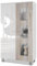 Vladon Vitrine Denjo, Made in Germany, Standvitrine mit 2 Türen und 3 Glaseinsätzen, Weiß matt/Weiß Hochglanz/Eiche Nordic (71 x 129 x 35 cm)