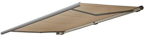 Mendler Elektrische Kassettenmarkise T124, Markise Vollkassette 5x3m - Polyester Creme, Rahmen grau