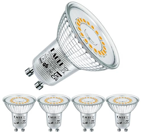 EACLL GU10 LED Warmweiss 4.8W Ersetzt 75W Halogen Leuchtmittel, 4er-Pack, 585 Lumen 2700K Birnen, AC 230V Flimmerfrei Strahler, Abstrahlwinkel 120 Grad Spot, Nicht Dimmbar Reflektorlampe