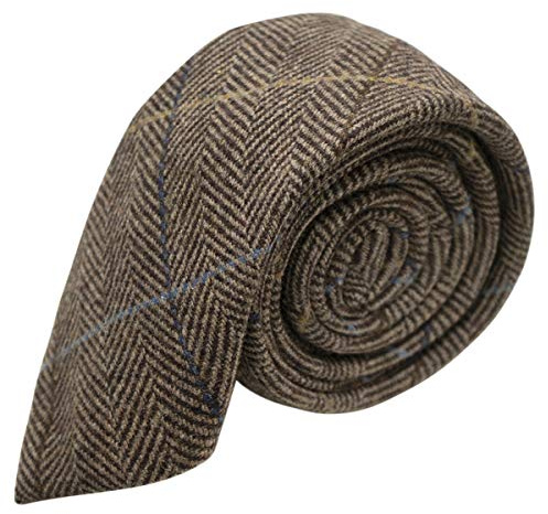 King & Priory pojkar valnöt brun fiskbensmönstrad rutig slips, tweed, Brun, en storlek