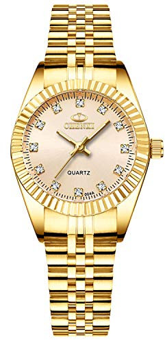 rorios Damen Armbanduhren Edelstahl Simulierter Diamant Leuchtend Dial Analog Quarz Uhr Edelstahlband Armbanduhren für Frauen Damenuhr