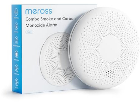 Meross Detector de Humo y Monóxido de Carbono 2 en 1, Alarma Detector de Humo y CO con Batería de 10 Años, Autodiagnóstico y Botón de Prueba, Cumple con los Estándares EN14604 y EN50291