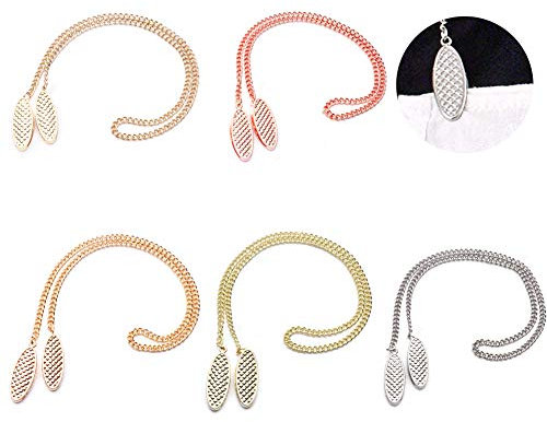 Elegante Lätzchen für Erwachsene – Silber, Roségold, Cyan, Champagner, Hellgold – Edelstahlkette, Servietten-Clips, Handtuchschürze, Serviettenclip, Abendessen-Zubehör, 5 Stück