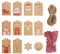 DERAYEE Weihnacht 102 stück Kraftpapier Geschenkanhänger Anhänger Etiketten 5x7.5cm mit Jute-Schnur 31m und rot/weiß Baumwollgarn 31m,12 Designs für Weihnachten