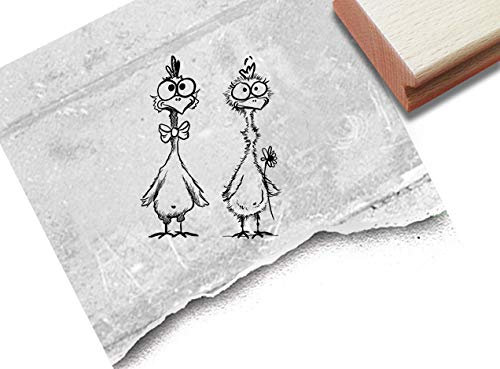 Stempel Lustiger Osterstempel Hühner Paar - Tierstempel Hühnchen Ostern Karten Geschenkanhänger Basteln Osterdeko Tischdeko Scrapbook - zAcheR-fineT (klein ca. 38 x 49 mm)