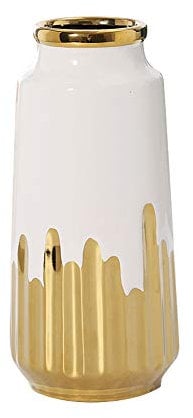 Koomiao Blumenvase Vase Gold vasen für pampasgras kleine vasen für tischdeko Vase weiß Keramik für Wohnzimmer, Küche, Tisch, Zuhause, Büro (Klein)