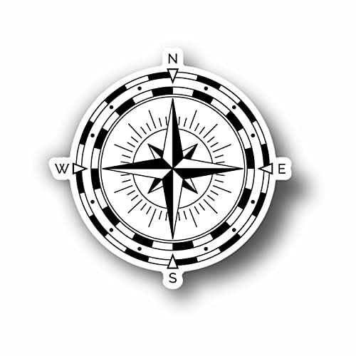 AMA SHOP Adesivo Sagomato Bussola Rosa dei venti mod.3 vintage retro'| Adesivi per Auto | Sticker per Casco, Moto, Camper | Adesivo in PVC con Fondo Bianco per Decalcomania Parete, Murale