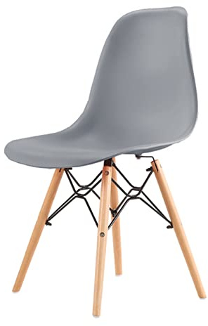 SAMPUR - Stuhl Christie für Esszimmer | Büro- und Wohnzimmerstuhl im skandinavischen Retro-Design | Langlebig und elegant, mit Füßen aus massivem Buchenholz – Hellgrau