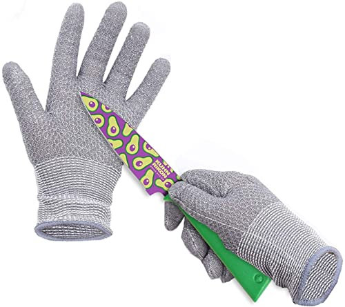 HPHST Schnittsichere Arbeitshandschuhe im Wabendesign A5 - Schnittfeste Gartenhandschuhe für 9-15 Jährige Kinder, 1 Paar Grau (XS, Grau)