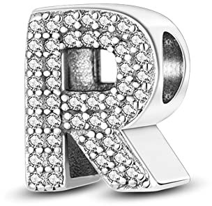 Pandach Damen Charm Anhänger Buchstabe R für Armband 925 Sterling Silber Charms Beads passend für Armband und Halskette, Kompatibel mit Europäischen Armbändern für Frauen Mädchen