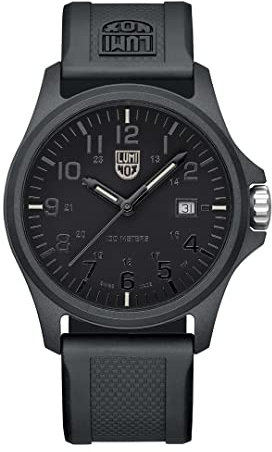 Luminox - G Kollektion Patagonia Carbonox - Herrenuhr 43mm - X2.2402 - Taucheruhr mit Datumsanzeige schwarzes Gehäuse/Armband/Zifferblatt graue Ziffern - 100m Wasserdicht - Herrenuhr - Aus der Schweiz