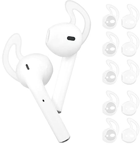 PROUSKY Earhooks for Airpods, 5 Pairs Silicone Soft Ear Hooks Tips, Anti-slip Sport Earbud Tips Compatible for Airpods, Ultra-Light Earphones Accessories for Jogging, Cycling, Running, Transparent