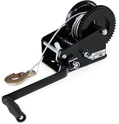 Treuil Manuel Treuil à Main avec 10M Câble d'acier pour Voiture Bateau Caravane, Capacité de Charge Maximale de 1500 kg